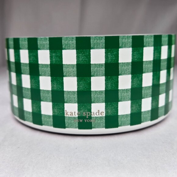 NWT Kate Spade Green Gingham Dog Cat Pet Food Bowls 32 oz Pair - Picture 2 of 4
